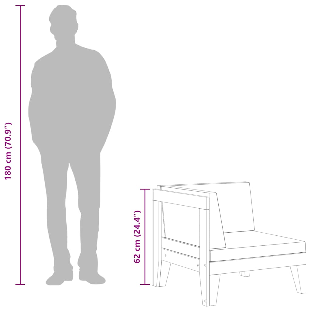 vidaXL 2-delige Loungeset met kussens massief acaciahout