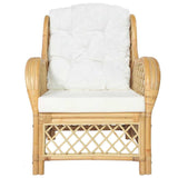 vidaXL Chair with Cushion Natural Rattan and Linen