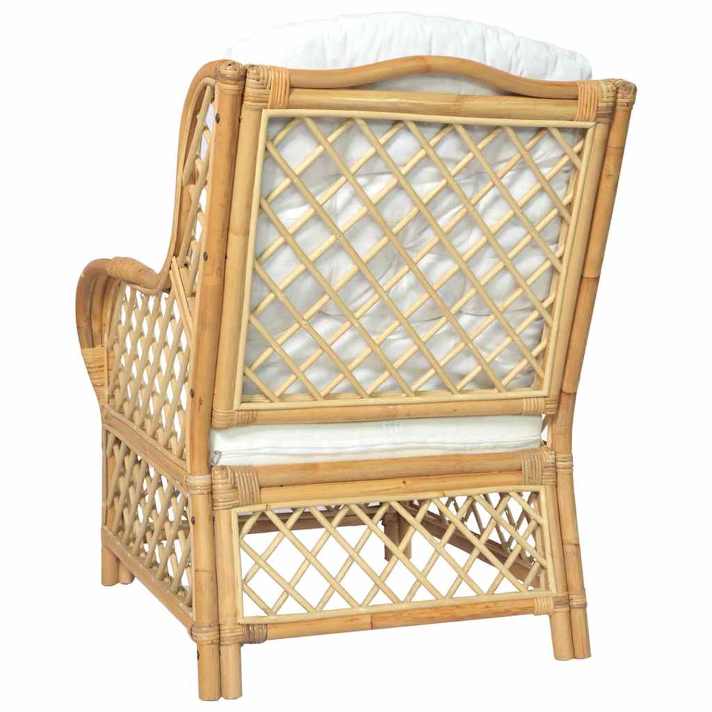 vidaXL Chair with Cushion Natural Rattan and Linen