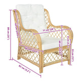 vidaXL Chair with Cushion Natural Rattan and Linen