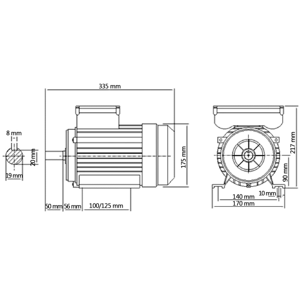 vidaXL Electric motor 1 phase 1.5 kW/2 hp 2-pole 2800 rpm aluminum