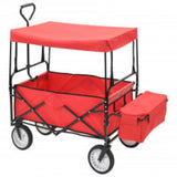 vidaXL Collapsible Hand Cart with Canopy Steel Red