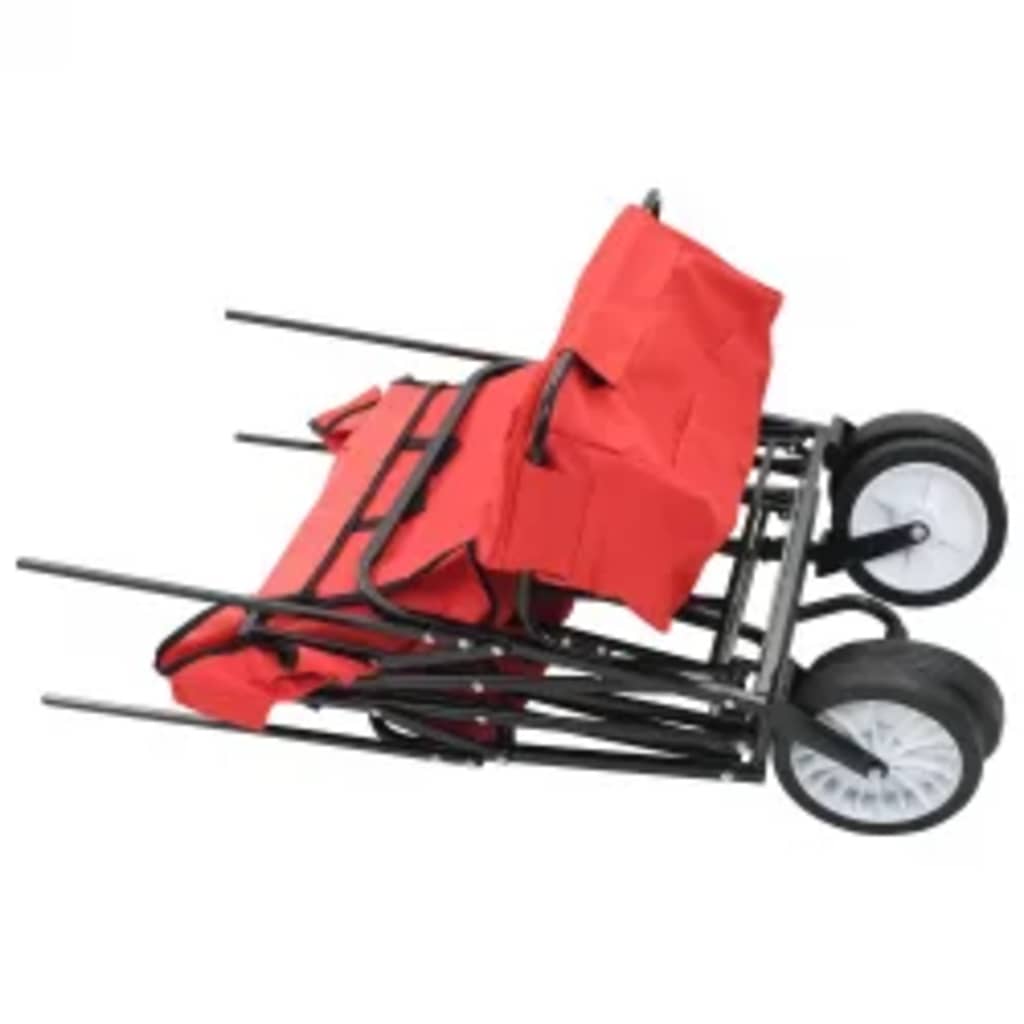 vidaXL Collapsible Hand Cart with Canopy Steel Red