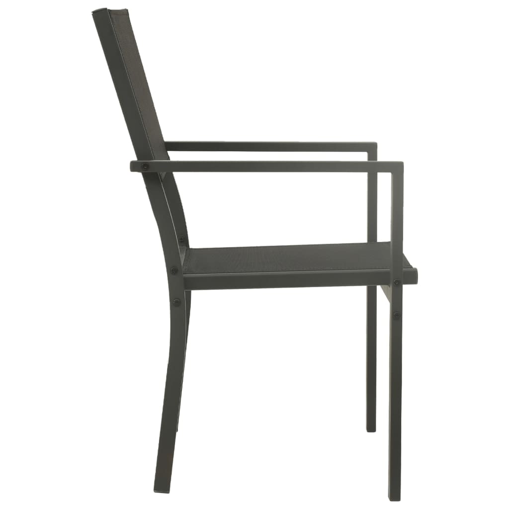 vidaXL Tuinstoelen 2 st textileen en staal zwart en antracietkleurig
