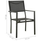 vidaXL Tuinstoelen 2 st textileen en staal zwart en antracietkleurig