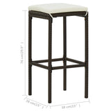 vidaXL Barkrukken met kussens 2 st poly rattan bruin