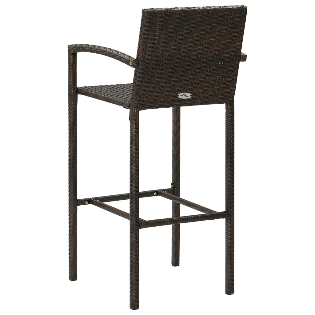 vidaXL Barkrukken 2 st poly rattan bruin
