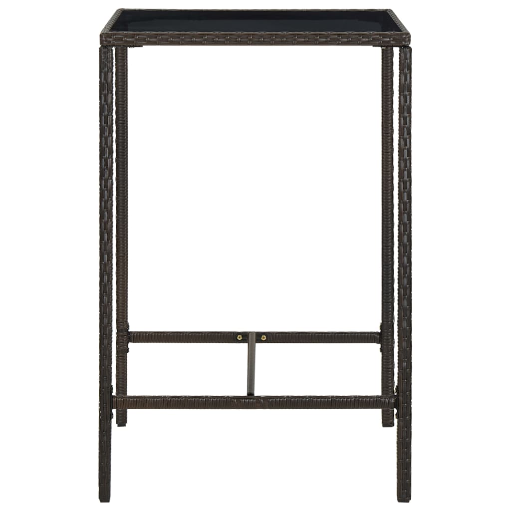 vidaXL Tuinbartafel 70x70x110 cm poly rattan en glas bruin