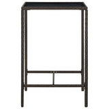 vidaXL Tuinbartafel 70x70x110 cm poly rattan en glas bruin