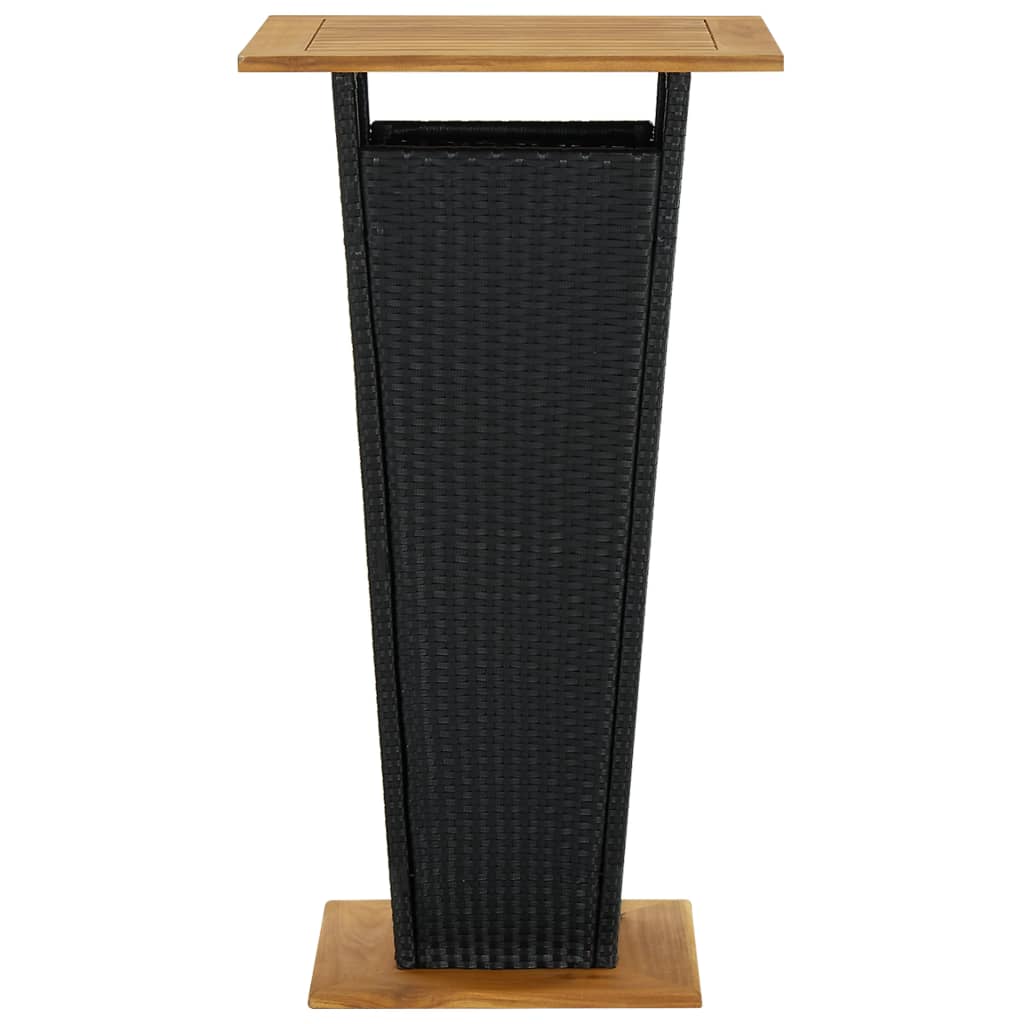 vidaXL Bartafel 60x60x110 cm poly rattan en massief acaciahout zwart