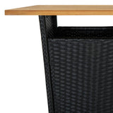 vidaXL Bartafel 60x60x110 cm poly rattan en massief acaciahout zwart