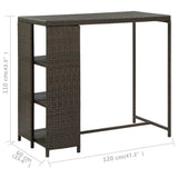 vidaXL Bartafel met opbergrek 120x60x110 cm poly rattan bruin