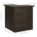 vidaXL Corner Bar Table 100x50x105 cm Poly Rattan Brown