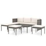 vidaXL Ensemble de salon 6 personnes avec des chaises en poly rotin confortables