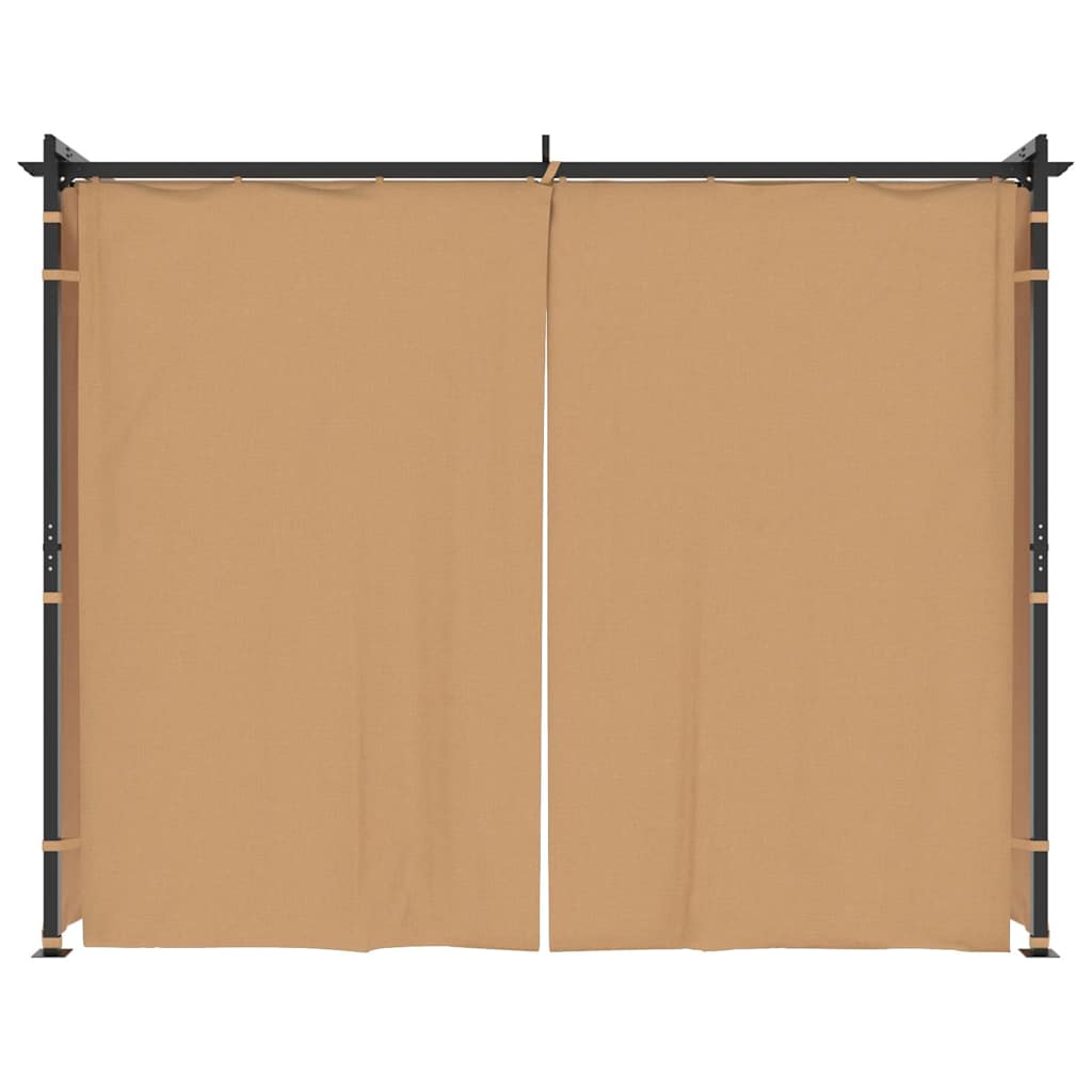 vidaXL Prieel met gordijnen 3x3 m staal taupe