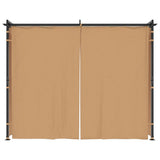 vidaXL Prieel met gordijnen 3x3 m staal taupe