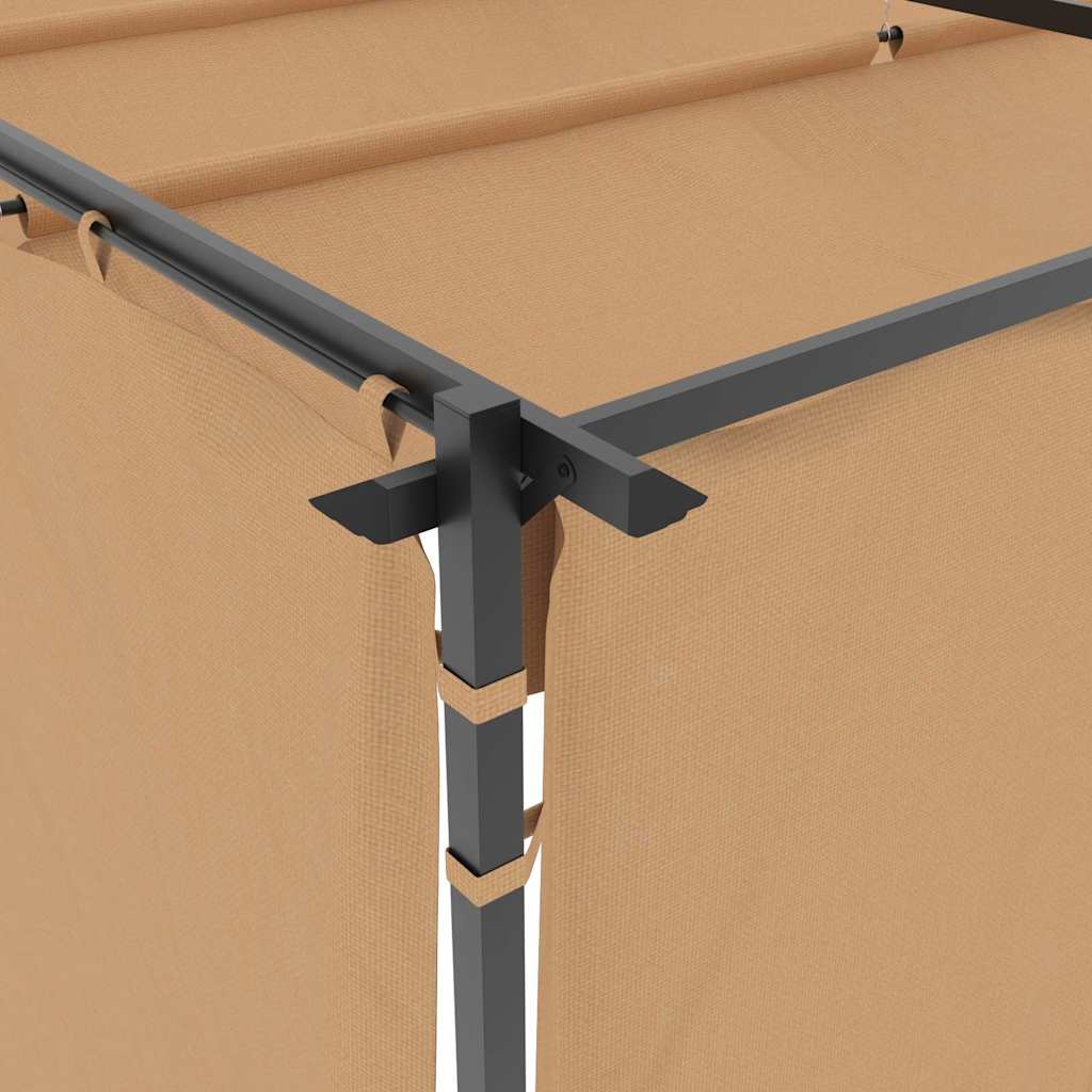 vidaXL Prieel met gordijnen 3x3 m staal taupe