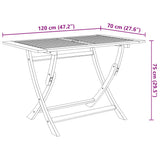 vidaXL Tuintafel inklapbaar 120x70x75 cm massief acaciahout