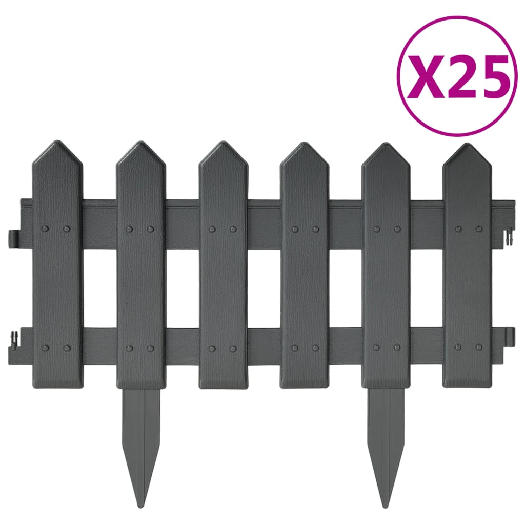 vidaXL Gazonranden 25 st 10 m PP antracietkleurig