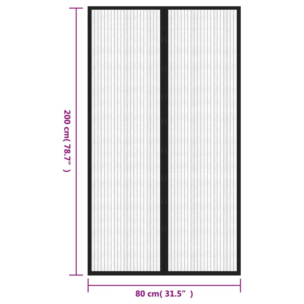 vidaXL Insectendeurgordijnen 2 st magnetisch 200x80 cm zwart