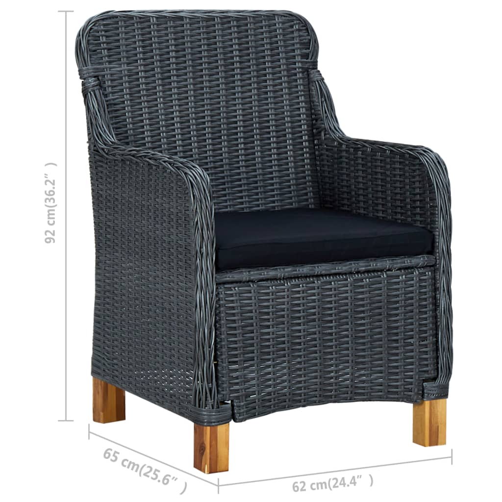 vidaXL Tuinstoelen 2 st met kussens poly rattan donkergrijs