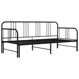 vidaXL Slaapbank uittrekbaar metaal zwart 90x200 cm
