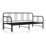 vidaXL Slaapbank uittrekbaar metaal zwart 90x200 cm