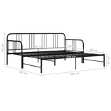 vidaXL Slaapbank uittrekbaar metaal zwart 90x200 cm