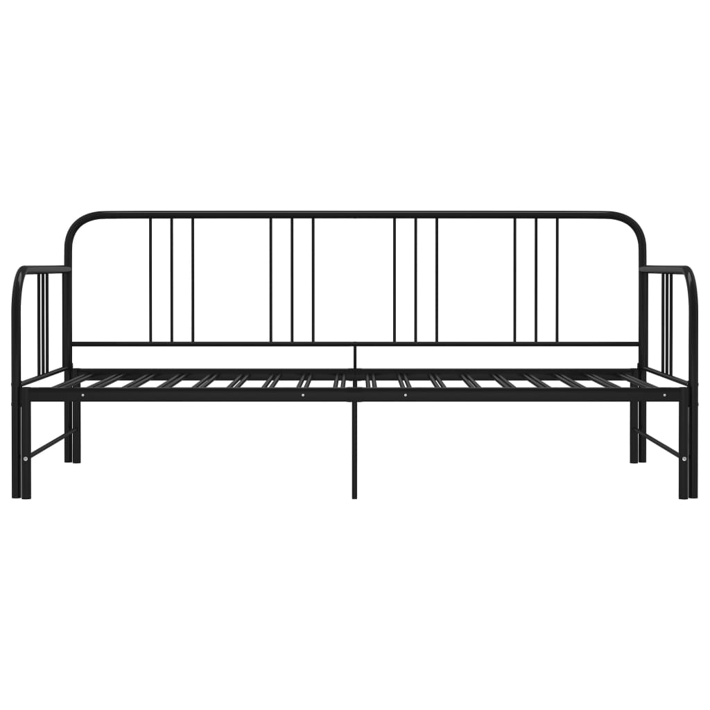 vidaXL Slaapbank uittrekbaar metaal zwart 90x200 cm
