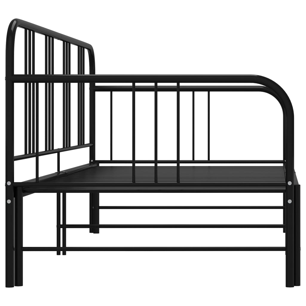 vidaXL Slaapbank uittrekbaar metaal zwart 90x200 cm