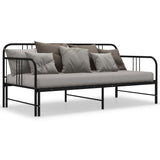 vidaXL Slaapbank uittrekbaar metaal zwart 90x200 cm