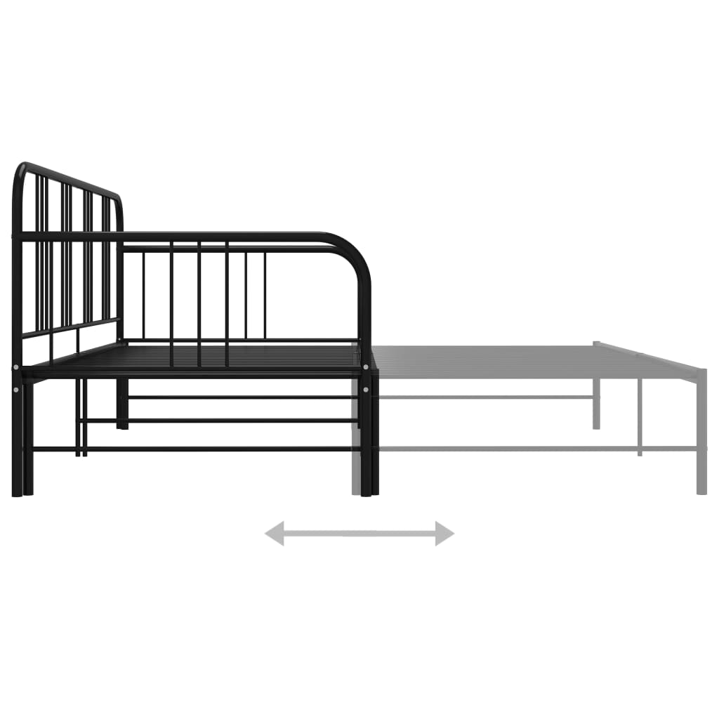vidaXL Slaapbank uittrekbaar metaal zwart 90x200 cm