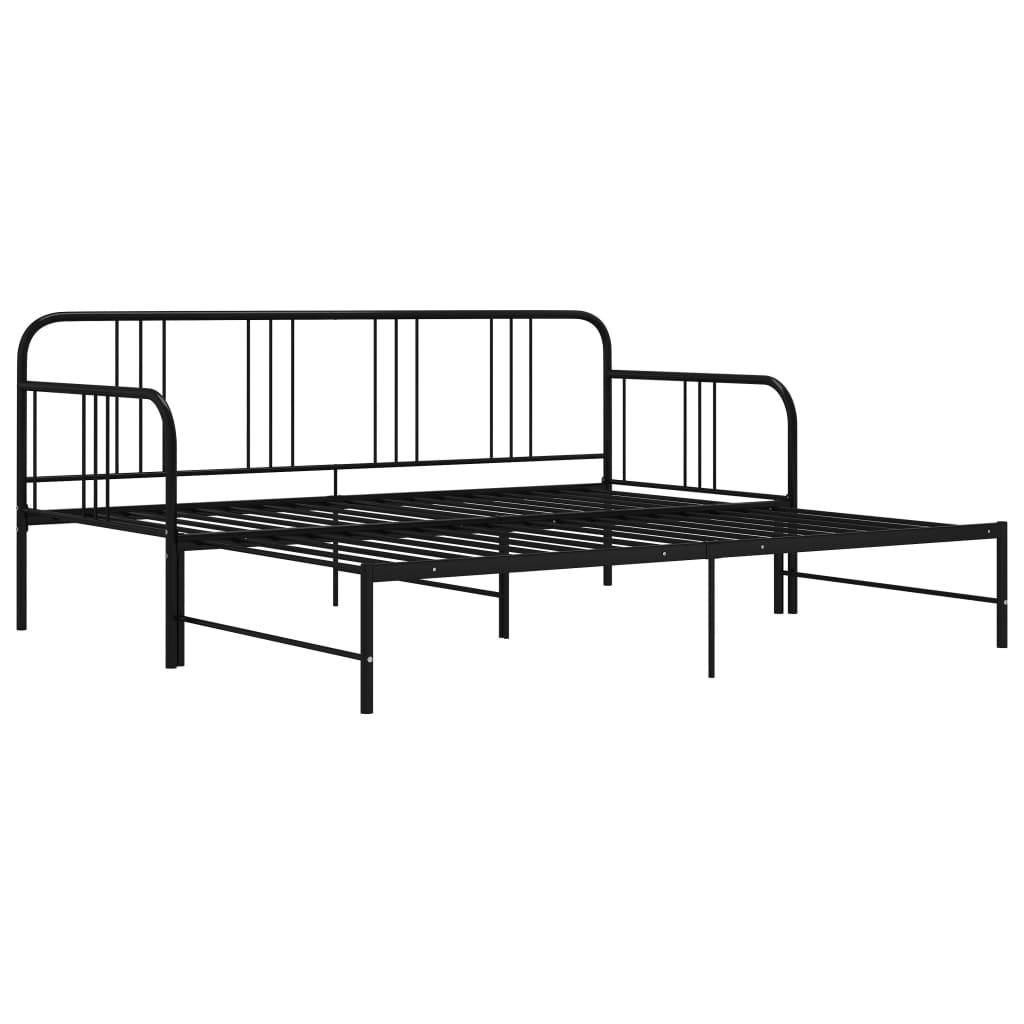 vidaXL Slaapbank uittrekbaar metaal zwart 90x200 cm