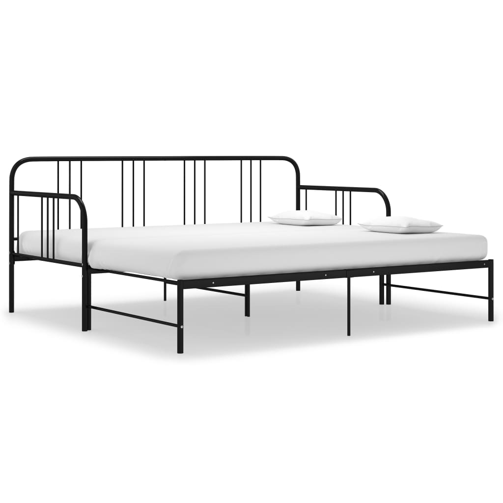 vidaXL Slaapbank uittrekbaar metaal zwart 90x200 cm