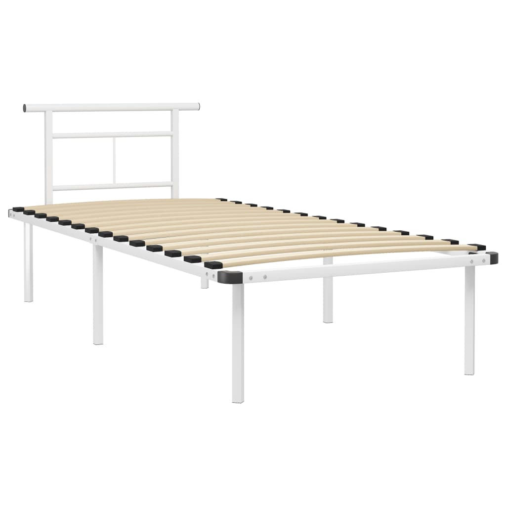 vidaXL Bedframe metaal wit 90x200 cm
