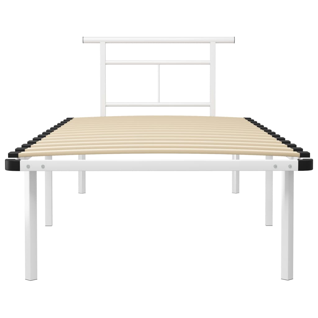 vidaXL Bedframe metaal wit 90x200 cm