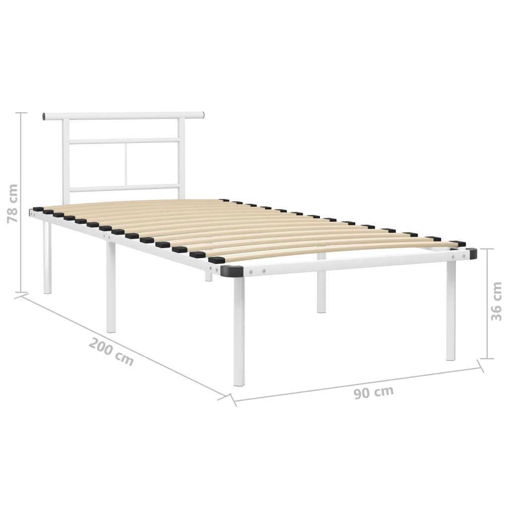 vidaXL Bedframe metaal wit 90x200 cm