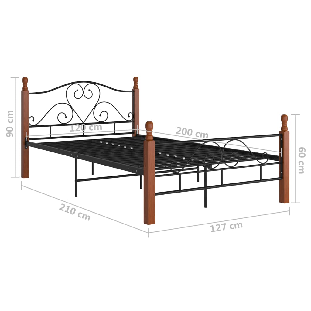 vidaXL Metal Bed Frame Black 120x200 cm