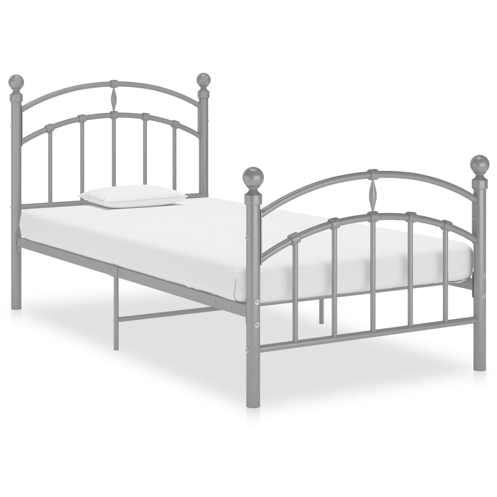 vidaXL Bedframe metaal grijs 90x200 cm