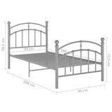 vidaXL Bedframe metaal grijs 90x200 cm