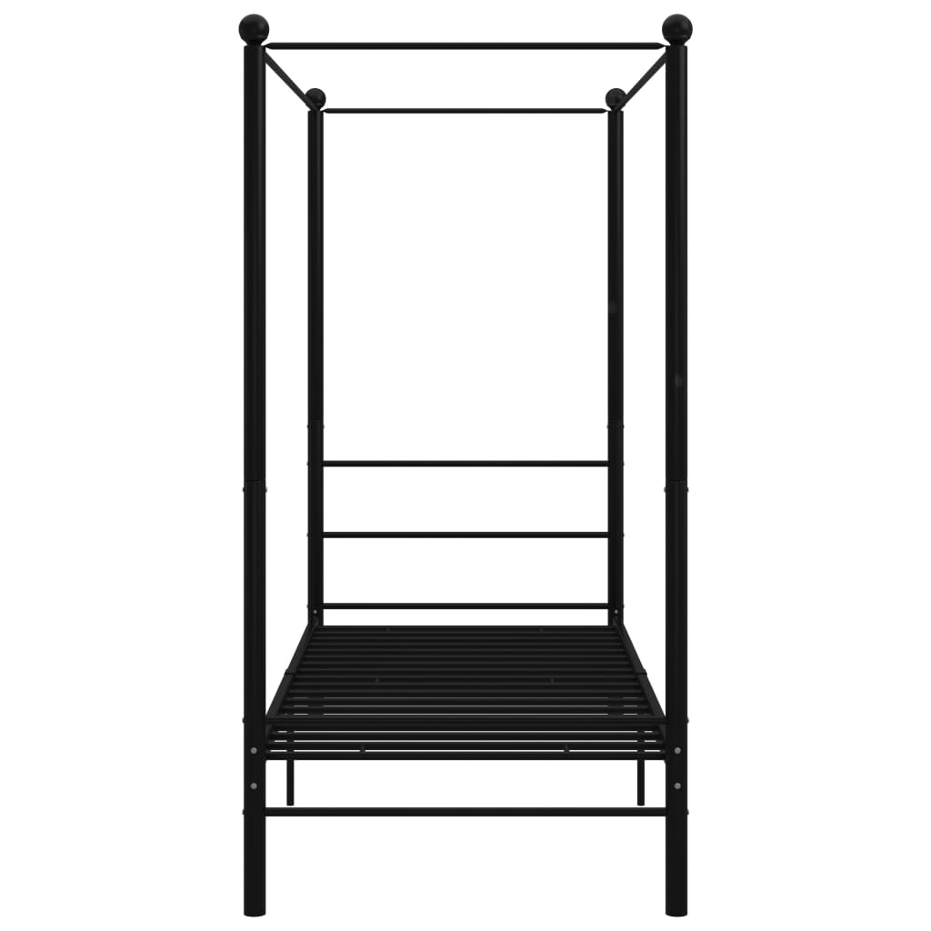 vidaXL Canopy Bed Frame Metal Black 90x200 cm