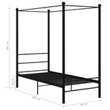 vidaXL Canopy Bed Frame Metal Black 90x200 cm