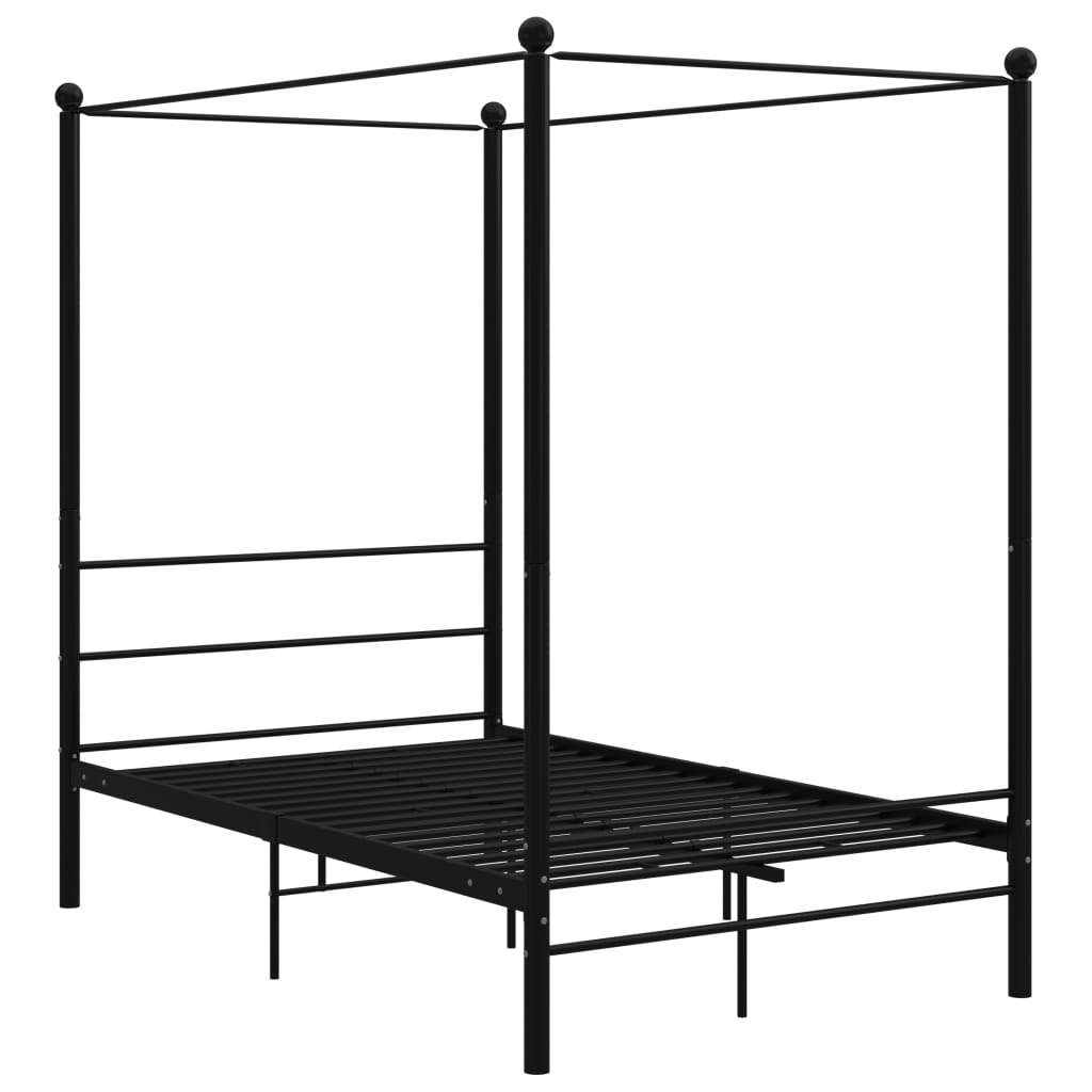 vidaXL Four-poster Bed Frame Metal Black 120x200 cm