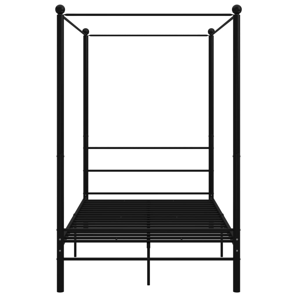 vidaXL Four-poster Bed Frame Metal Black 120x200 cm
