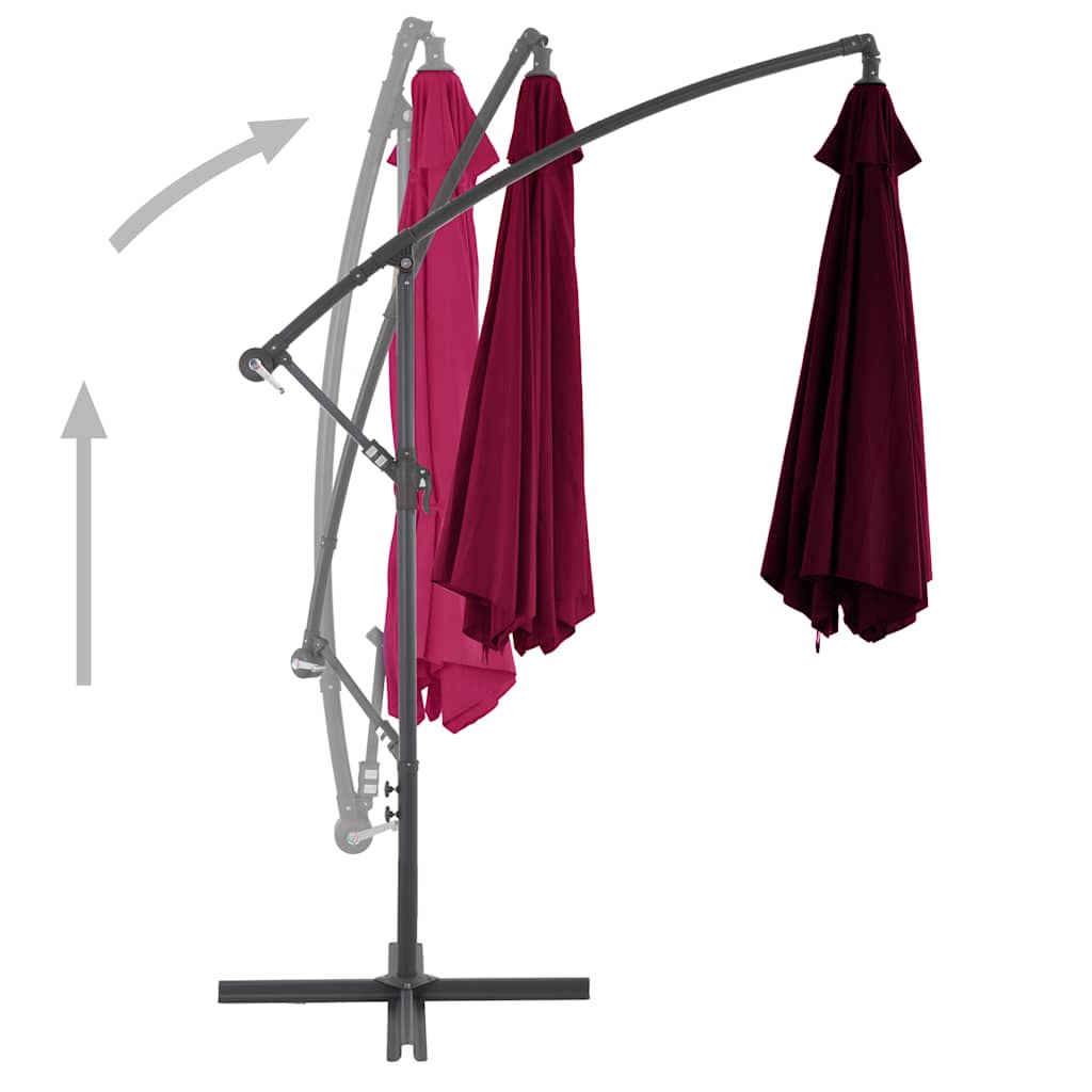 vidaXL Zweefparasol met aluminium paal 300 cm bordeauxrood