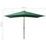 vidaXL Parasol met LED's en stalen paal 2x3 m groen