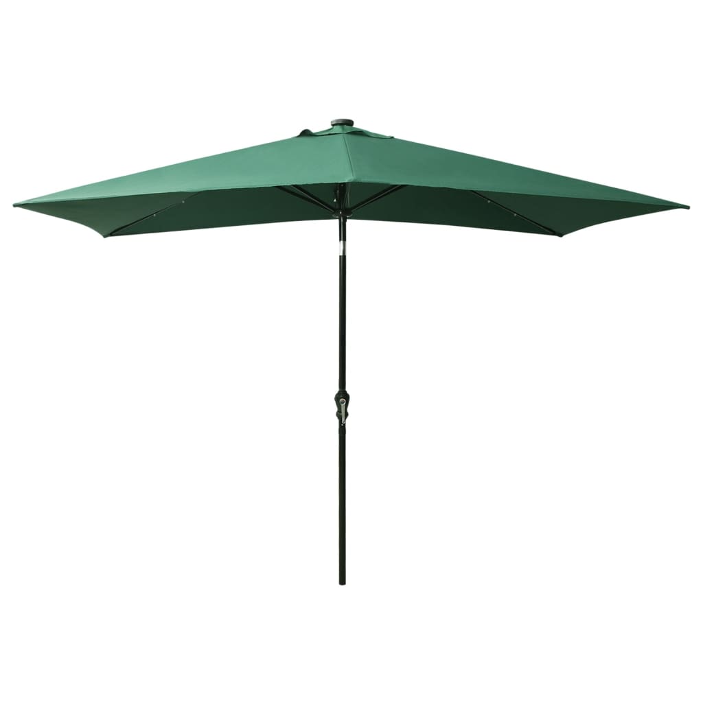 vidaXL Parasol met LED's en stalen paal 2x3 m groen