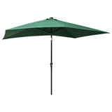 vidaXL Parasol met LED's en stalen paal 2x3 m groen