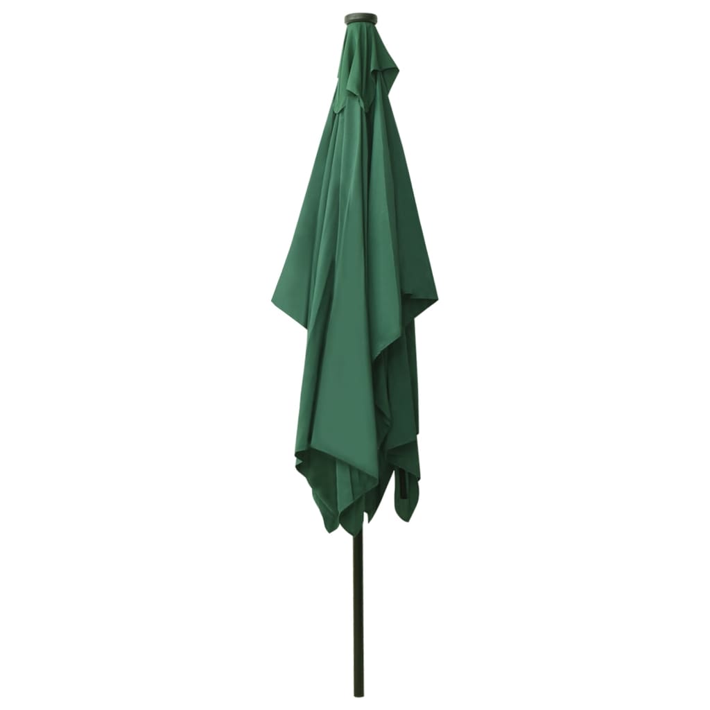 vidaXL Parasol met LED's en stalen paal 2x3 m groen