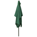 vidaXL Parasol met LED's en stalen paal 2x3 m groen